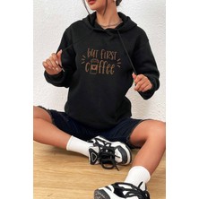 Only Trendwear Unisex Oversize But First Coffee Baskılı Sweatshirt