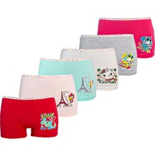 Hepsine Rakip 6lı Kız Çocuk Boxer Renkli Likralı Pamuklu Iç Çamaşırı