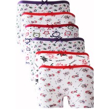 Hepsine Rakip 6lı Kız Çocuk Boxer Pamuklu Renkli Desenli Empirme Eğlenceli