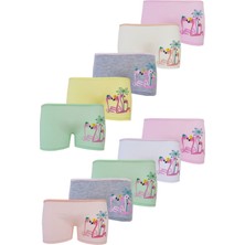 Hepsine Rakip 10LU Kız Çocuk Boxer Renkli Baskılı Pamuklu Neşeli Rahat Tasarım