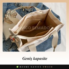 Swico Remado Kadın Günlük Vintage Omuz Çantası Tote Çanta - Beyaz (Yurt Dışından)