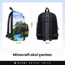 Swico Remado Karikatür Minecraft Kalem Kutulu Ilkokul Çantası - Açık Mavi (Yurt Dışından)