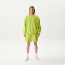 No1You Bisiklet Yaka NO1YOU Nakışlı Uzun Kollu Lime Unisex Sweatshirt