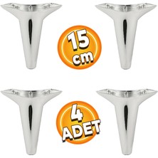 Badem10 Aspen Lüks Mobilya Kanepe Koltuk Tv Ünitesi Baza Çekyat Ayağı Ayakları 15 Cm Krom (4 Adet) Plastik