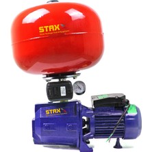 Staxx Power Bakır Sargı QPJ100 24LT Tanklı Santrifüj Otomatik Hidrofor 4 Daire Paket Hidrofor Pompa Seti 0.50 Hp