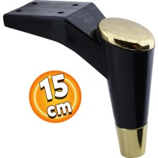 Badem10 Maya Lüks Mobilya Kanepe Sehpa Tv Ünitesi Koltuk Ayağı 15 Cm Siyah Altın Baza Ayakları