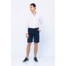 Cekmon Erkek Relaxed Fit Pileli Bağcıklı Fermuarlı Kıvrımlı Paça Bürümcük Kumaş Rahat Şort