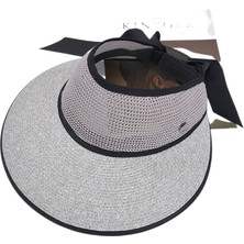 Eva Katlanabilir Büyük Ağzı Güneş Bloğu Plaj Seyahat Kadın Saman Şapka - Gri (Yurt Dışından)