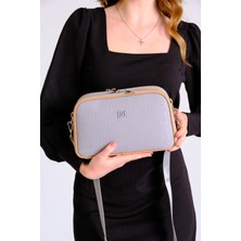 Just Polo Gri Kadın Su Geçirmez Uzun Askı 5 Gözlü Çapraz Omuz Çantası MDS4023