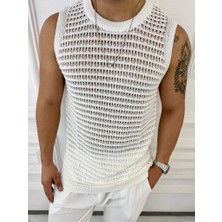 Elku Moda T-Shirt Nefes Alabilen Terletmez Bisiklet Yaka Triko Örme Tişört Oversize Tshirt Sıfır Kol Tişört