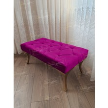 AldaGelsin 90 cm Kapitoneli Ayak Ucu Kapı Önü Antre Bench Puf Gold Ayak