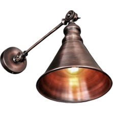 Mylights  Vintage Rustik Bakır Eskitme Fırcalanmış Huni Aplik  Çift Mafsalı