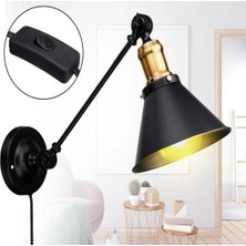 Mylights  Vintage Duvar Aolik Okumalambası Kabllolu Anahtarlı Aplik  Hareketli Aplik