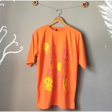 Asm Store Bisikle Yaka Oversize Gülenyüz Baskılı Unisex T-Shirt