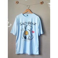 Bisiklet Yaka Oversize Sad Bear Baskılı Unisex T-Shirt