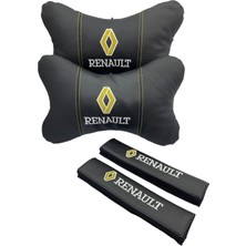 Dream Renault Nakışlı,deri Oto Boyun Yastığı&emniyet Kemer Pedi Set 2'li