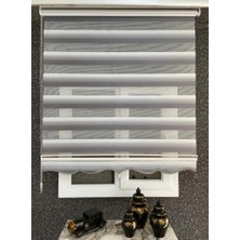 YS Perde Tasarım Dekoratif Tasarım Renk Geçişli Pliseli Zebra Stor Perde Alüminyum Kasalı Yüksek Kaliteli  - Gri