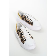 Mubiano MB6303-BA Kadın Kalın Taban Beyaz Altın  Hakiki Deri Sneaker & Spor Ayakkabı