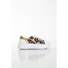 Mubiano MB6303-BA Kadın Kalın Taban Beyaz Altın  Hakiki Deri Sneaker & Spor Ayakkabı