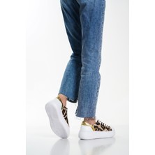 Mubiano MB6303-BA Kadın Kalın Taban Beyaz Altın  Hakiki Deri Sneaker & Spor Ayakkabı