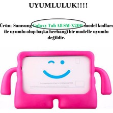 Wowacs Samsung Galaxy Tab A8 SM-X200 ile Uyumlu Silikon Kollu Çocuklar Için Tablet Kılıfı