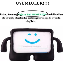 Wowacs Samsung Galaxy Tab A8 SM-X200 ile Uyumlu Silikon Kollu Çocuklar Için Tablet Kılıfı