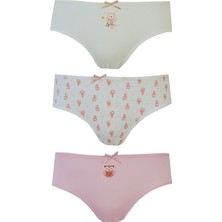 Hepsine Rakip 3lü Kız Çocuk Desenli Slip Külot Ince Lastikli Sevimli Rahat