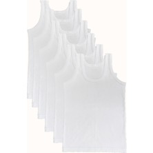 Hepsine Rakip 6lı Erkek Çocuk Atlet Pamuklu Penye Ekonomik Rahat Beyaz