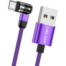 Somodz Ayarlanabilir Örgülü Mıknatıs Mıknatıs USB Şarj Kablosu ile 360 ​​° Döner Kafa ve Mor 2 M Mikro USB (Yurt Dışından)