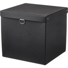 IKEA Kapaklı Saklama Kutusu, Siyah Renk Meridyendukkan 32X30X30 cm Sert Karton-Düzenleyici Ev-Ofis Kutu
