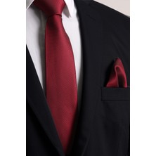 Esgue Hand Made 8 cm Bordo Desenli Kravat Mendil, Özel Günler İçin Şık ve Kaliteli Polyester