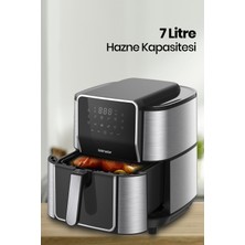 Goldmaster Gloria 7 Litre Inox Geniş Hazneli Xxl Dokunmatik 8 Ön Ayarlı Airfryer Sıcak Hava Fritözü GM8405