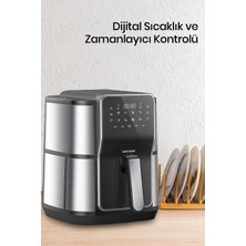 Goldmaster Gloria 7 Litre Inox Geniş Hazneli Xxl Dokunmatik 8 Ön Ayarlı Airfryer Sıcak Hava Fritözü GM8405