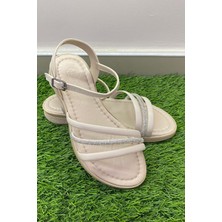 Preshley Kadın Dora Taşlı Krem Sandalet