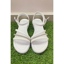 Preshley Kadın Dora Beyaz Taşlı Sandalet