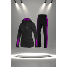 Poseidon Storm Battal Beden Kadın Siyah Supra Penye Nefes Alabilen Kumaş Şık Eşofman Takımı  (4XL-10XL)