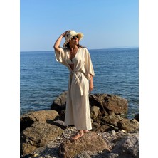 Beach Talk Keten Uzun Kimono