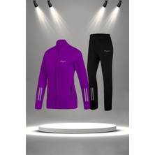 Poseidon Storm Büyük Beden Kadın Mor  Supra Penye Kumaş Rahat Yürüyüş ve Koşu Sporcu Seti  (4XL-10XL)