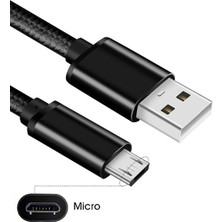 Soillium Micro USB Girişli Tüm Telefonlara Uyumlu Hasır Micro Hızlı Şarj Etme Aleti Şarz Veri Aktarım Kablo