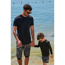 Marina Siyah Erkek Yüzme Tişört T2341