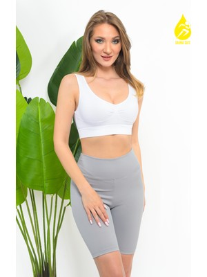 Sauna Suit Kadın Modal Crop Top Büstiyer Toparlayıcı Kalın Askılı Seamless Dikişsiz Örme Bustiyer