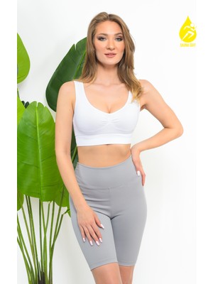 Sauna Suit Kadın Modal Crop Top Büstiyer Toparlayıcı Kalın Askılı Seamless Dikişsiz Örme Bustiyer