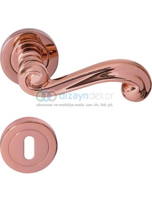 Dizaynaks Rozetli Kapı Kolu Parlak Bakır Plaza Oda-Barelli