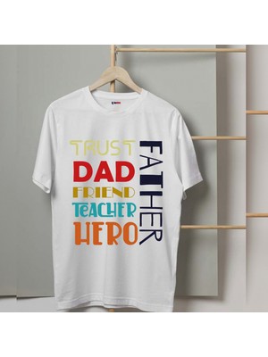 Mor Mürekkep Father Baskılı Babalar Günü Erkek Tshirt