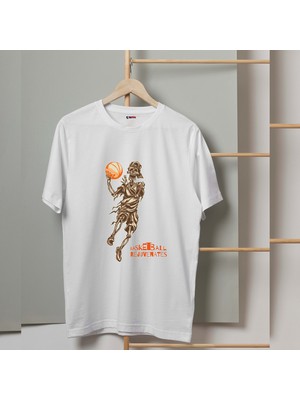 Mor Mürekkep iiskelet Basketi Tasarım Baskılı Erkek Tshirt