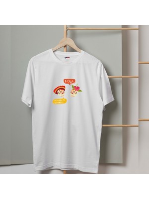 Mor Mürekkep Hola Kurukafa Tasarım Baskılı Kadın Tshirt