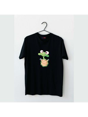 Mor Mürekkep Kurbağa Tasarım Baskılı Kadın Tshirt