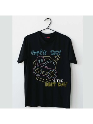 Mor Mürekkep Game Day Uzay Baskılı Erkek Tshirt