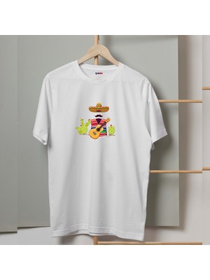 Mor Mürekkep Meksika Konsept Tasarım Baskılı Erkek Tshirt