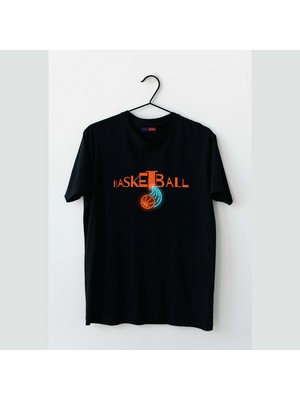 Mor Mürekkep Basketball Yazılı Tasarım Baskılı Erkek Tshirt